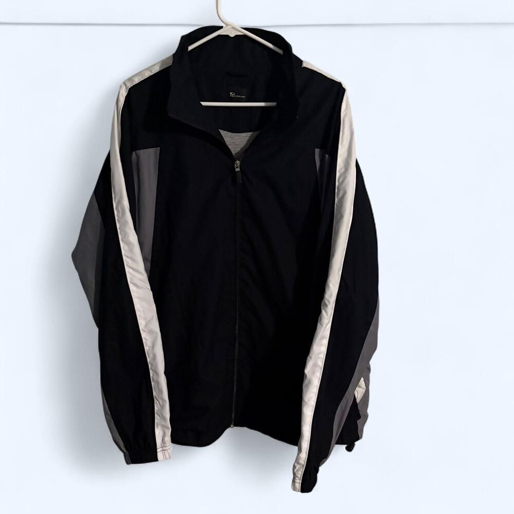 Tek Gear Jacket Mens L Black Colorblock Track Windbreaker